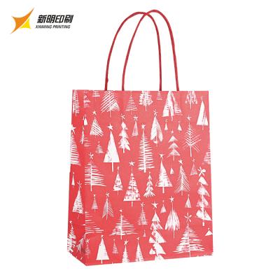 China Recyclable Custom Logo Print Wholesale Grocery White Brown Packaging Paper Gift Bag With Handle Industrial Item Outer Packaging for sale