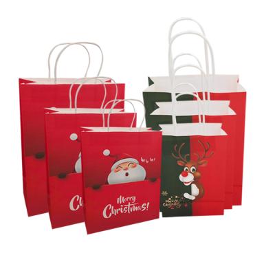 China Recyclable Small Kids Christmas Paper Gift Bags 2020 Christmas Gift Small Paper Bag for sale