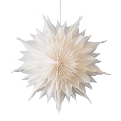 China Indoor Hanging Lamp Harp White 3D Lamp Shade Paper Christmas Decoration Wallpaper Flower Star Shade Cover (single paper) for sale