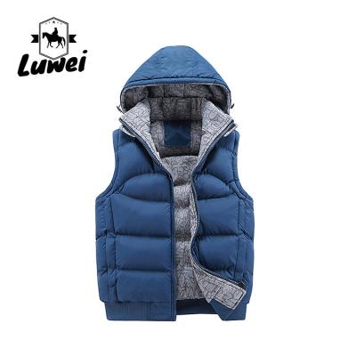 China China Custom Utility Warm Thick Waistcoat Utility Cotton Stand Collar Zipper Male Quilted Dress Vest Men with Hoodie for sale