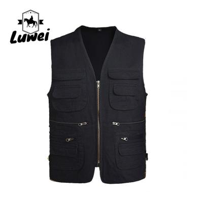 China 2022 Multi-pocket V-neck Cotton Plain Custom Utility Tank Top Vest Mens Clothing Men Cotton Vests Fishing Vests for sale