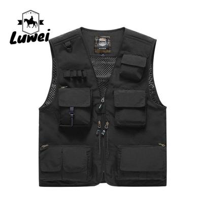 China High Quality Breathable Mesh Outdoor Multi-pocket Utility Men's Vests Men's Zipper Fishing Vest Waistcoat For Men for sale