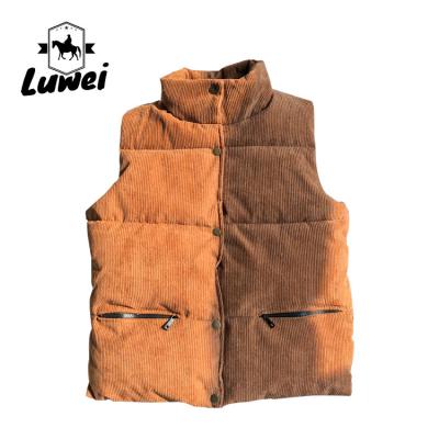 China Corduroy Zipper Bubble Jacket Vest Utility Sleeveless Black Quilted Puffer Men Vest for sale