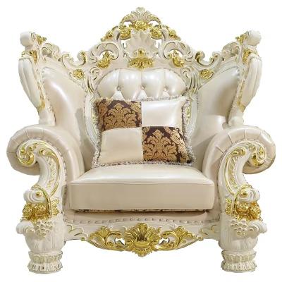 China American French European Australian American Royal Italian Royal Office (Other) Luxury Hand - Carved Wood Products Gold Leather Sofa for sale