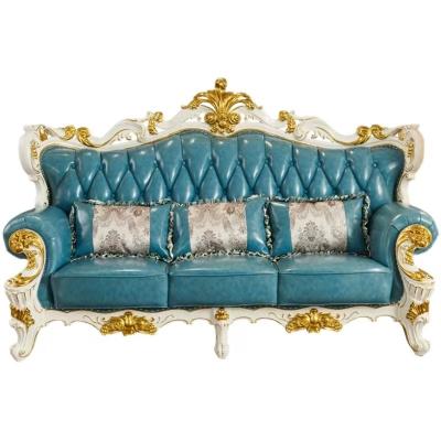 China (Other) European and American adjustable lightweight luxury neoclassical leather solid wood hand carved leather sofa for sale