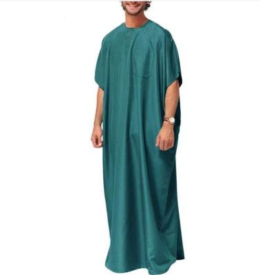 China Middle East Dubai Men's Anti-pilling Islamic Clothing Kaftan Sleeve Retro Fashion Loose Short Solid Arab Malaysian Arab Muslim Long Dress for sale