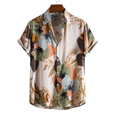 China Anti-pilling Shirt Men Flower Printed Shirts Retro Vintage Streetwear Short Sleeves Summer Button Up Harajuku Blouse Shirt Homme Ropa Hombre for sale