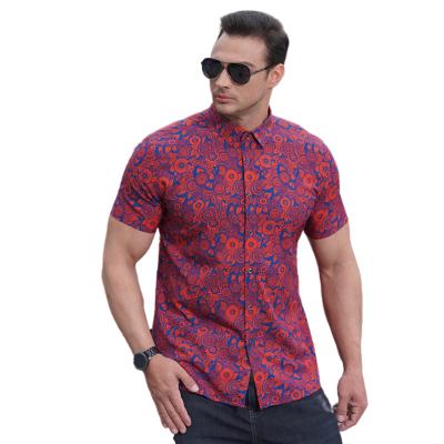 China NEW Viable Men's Fashion Summer Elasticity Hawaiian Shirt High Quality Male Beach Shirt Short Sleeve Print Top Plus Size 10XL for sale