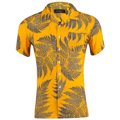 China Mens Hawaiian Casual Cuba Anti-Pilling Summer Shirt Collar Floral Beach Short Sleeve Shirts Tops Tee Button Down Top Shirts for sale