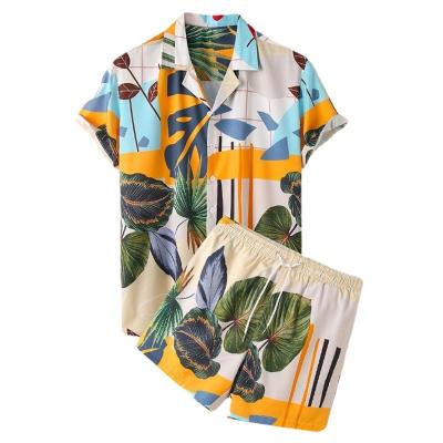 China New QUICK DRY Men's Hawaiian Printed Shirt Set Streetwear Short Sleeve Shirt&Beach Shorts Summer 2022 Set Of 2 Piece Casual Quick Dry Men for sale