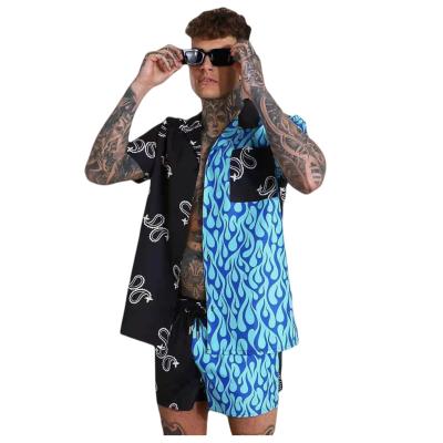 China New QUICK DRY Men's Hawaiian Printed Shirt Set Streetwear Short Sleeve Shirt&Beach Shorts Summer 2022 Set Of 2 Piece Casual Quick Dry Men for sale