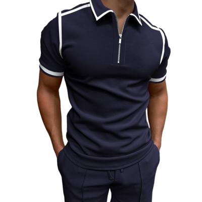 China Zipper Polo Shirt Men Turn-Down Collar Shirts Men's Casual Short Sleeve Polo Shirts High Street Print New High Quality Summer Men's Anti-Wrinkle for sale