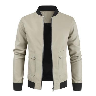 China 2022 new autumn winter PU leather men's jackets waterproof men's business jackets suits zipper pocket brand casual coat quality for sale