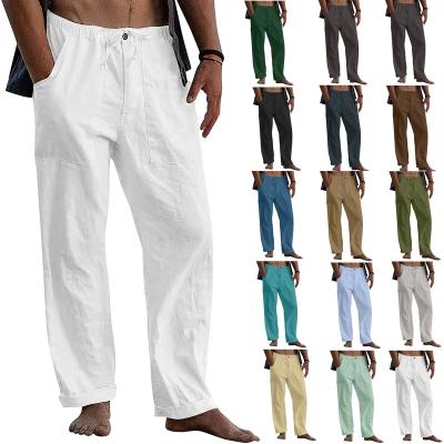 China New Breathable Men's Cotton Canvas Pants Solid Color Casual Loose Male Large Size Breathable Pants Sports Hawaiian Fitness Streetwear 5xl for sale