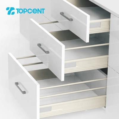 China Topcent kitchen hardware Bidirectional Drawer Slide metal box cabinet tandem soft close drawer slides for sale