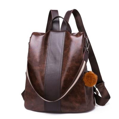 China Anti Theft PU Leather Women Backpack Anti Theft Backpack Women Large Capacity Ladies School Shoulder Bag Purse for sale