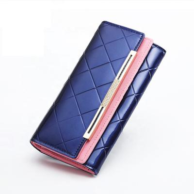 China Waterproof Triple Wallets For Women Fashion Leather Organizer Card Holder Ladies Clutch Long Wallet Purse for sale