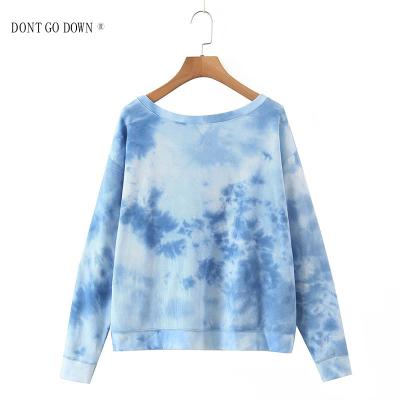 China Anti-wrinkle Kuerfit OEM Damski Autumn Women Retro Round Neck Round Sleeve Loose Design Niche Tie Dye Sweater for sale