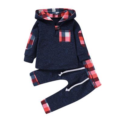 China Casual Kid Clothes Baby Toddler Kids Winter Christmas Plaid Hoodie Hoodie Sweatshirt Jacket Shirt + Pants Xmas Clothing Set for sale