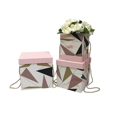 China Recycled Materials Fashion Square Hand Gift Box Flower Gift Packing Box for sale