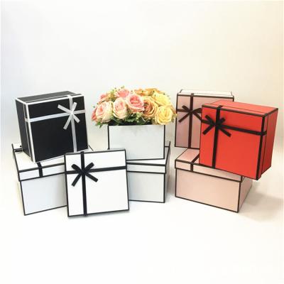 China Recycled Materials Simple Square Flower Box Rose Flower Boxes Export Flowers Gift for sale