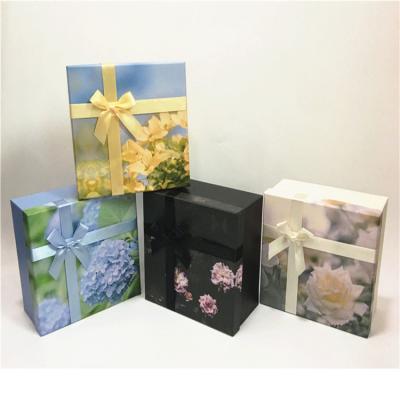 China Recycled Materials Printing Square Soap Flower Box Garden Gift Box Three Sets for sale