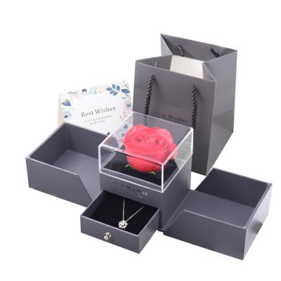 China Wholesale High Quality Materials Wholesale Custom Luxury Recycled Luxury Blue Black Rose Flower Gift Box With Custom Logo for sale