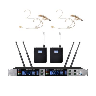 China Genuine Pro Headset Microphone RB6803 UHF Dual Channel Best Diversity Wireless Microphone System with Wide Range Body-Pack and 300m Mini Headset for sale