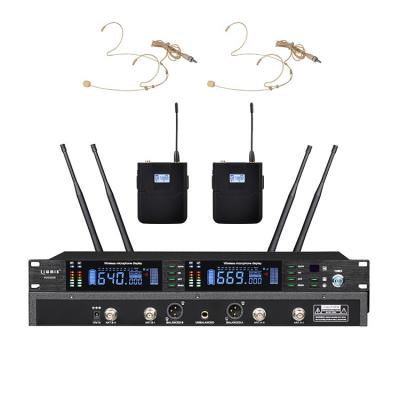 China Professional Dual Channel True Diversity Wireless Headset Microphone RD6803 UHF Frequency With Mini Body-Package And 300m Long Range Headset for sale