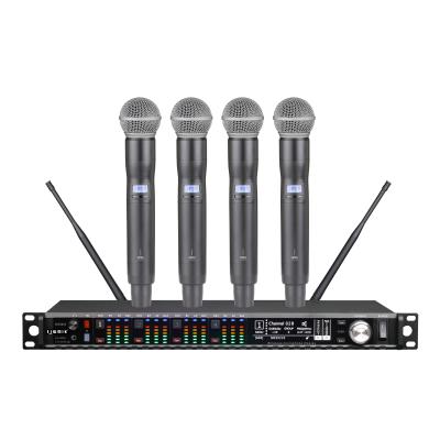 China RE8600 Pro Microphone Handheld UHF PLL PLL. KTV Karaoke Church Handheld Dual Channel With Dynamic Mics And Monitor Wireless Microphone System For The Americas for sale