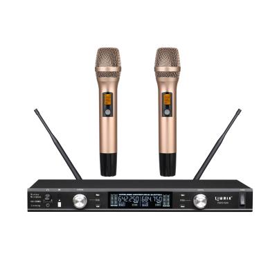 China R7320 pro handheld microphone. Handheld Dual Channel UHF PLL With Dynamic MIC And Monitor Wireless Microphone System For KTV Karaoke Party Speech Church for sale