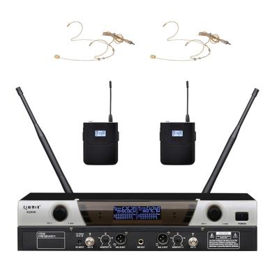 China Wireless MIC Pro Headset Microphone KA2505 UHF Dual Channels For Teacher, Church, Microphone etc. with small body package and headphone earphones for sale