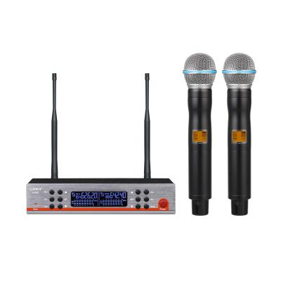 China Handheld Microphone KB3603 UHF Dual Channel Professional KTV Karaoke Wireless Handheld Microphone MIC With Small Receiver Box for sale