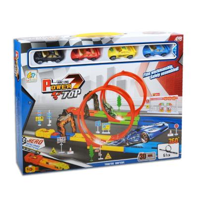 China Slot Toy Stunt Track Speed ​​Car Double Racing Track Sports Car Catapult Boy Toy DIY Assembled Track Car for sale