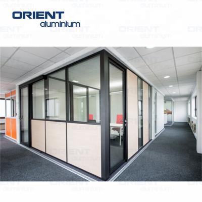 China Decorations Hot Sales Nice Quality Anodized Office Modern Tempered Glass Frame Extruded Aluminum Partition Walls Price for sale