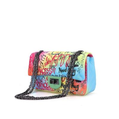 China 2022 new fashion high quality colorful painted CIA girl shoulder bags graffiti handbag sets handbag purse and sandal set for sale