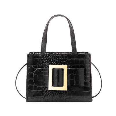 China Fashion new ladies handbag crocodile needle buckle tie up small bag portable small square mobile phone bag for sale