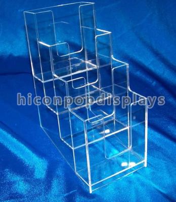 China Brochure / Leaflet 4mm Acrylic Display Case Trade Show Brochure Stands Table Top for sale