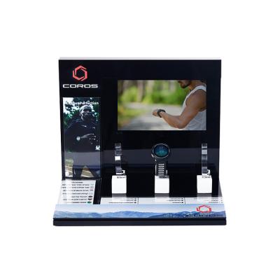 China Countertop LCD Player 3 Watch Stand Black Acrylic Watch Holder Stand Te koop