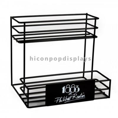 China Countertop 2 - Layer 6 Bottle Beer Retail Metal 6mm Wire Display Rack For Wine Shop for sale