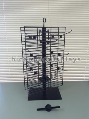 China 2 Way Rotating Metal Wire Display Shelving Glove Display Stand With Metal Hooks for sale