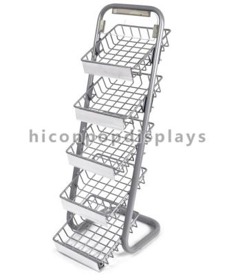 Chine Présentoir de friandise de casse-croûte de fil de présentoir de plancher de vente au détail de plateau en métal de 5 couches à vendre