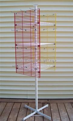 China Colorful 4 - Way Metal Display Racks Rotating Gridwall Display Racks With Metal Hooks for sale