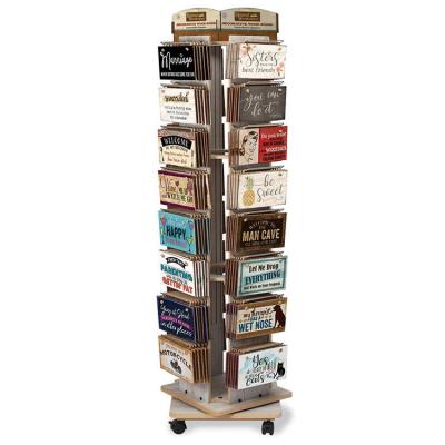 China Retail Store Spinner Display Rack Wooden Bumper Sticker Display Rack en venta