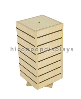 China Desktop Wood Slatwall Display Stands , Rotating Slatwall Display Tower Without Hooks for sale