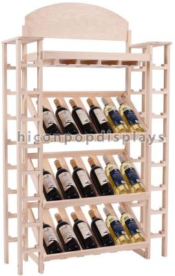 China Movable Solid Wooden Wine Display Stand Wine Shelf 4 Layer Sturdy / Durable for sale