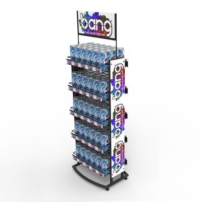 China Spirit Store Metal Small Coke Bottle Rack Monster Energy Drink Display Rack zu verkaufen