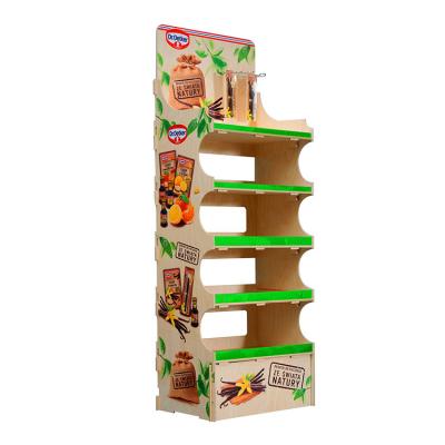 Κίνα 5-Tier Free-Standing Wooden Display Rack Custom Brand Graphic For Retail Shop προς πώληση