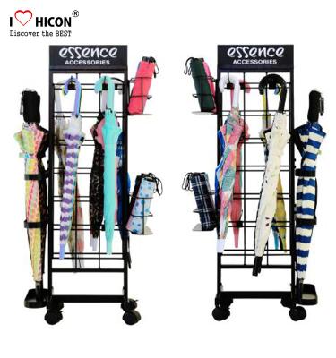 China Get Notice Floor POP Displays Umbrella Merchandising Stand Metal Black for sale