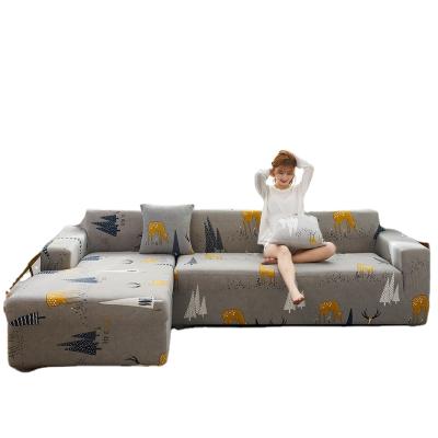 China elastic breathable & Waterproof Kids Type Cartoon Spandex Ice Print Fabric Elks 3 Seater Sofa Pillow Cover Set for sale